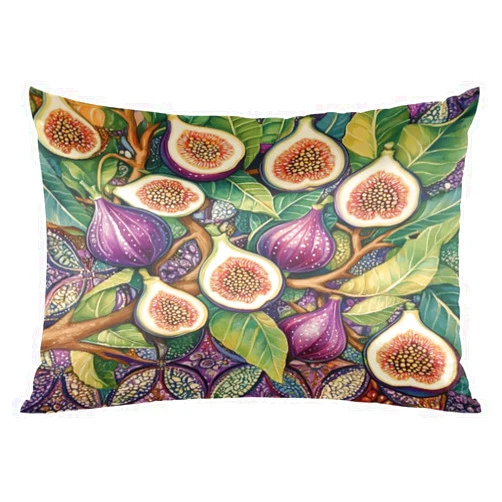 Kuquteed Fig Tree Pillowcase Colorful Leaves Satin Pillow Covers for Hair and Skin 20 x 26 Inch Soft Smooth Cooling Fabric with Envelope Closure, 1Pcs