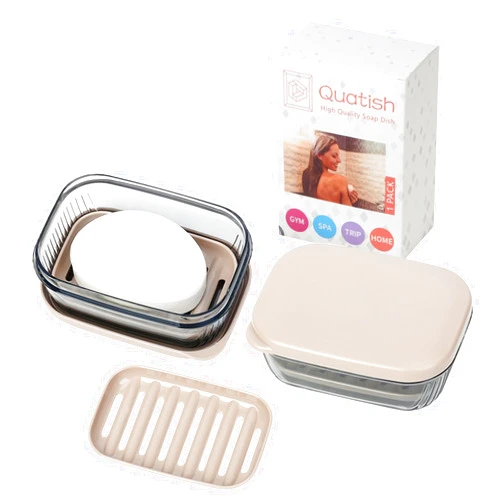Quatish Soap Holder, Leakproof Travel Soap Case, Bar Soap Holder for Shower, Soap Container with Lid for Gym, Camping Essentials, Travel Size Toiletries, Portable Travel Essentials