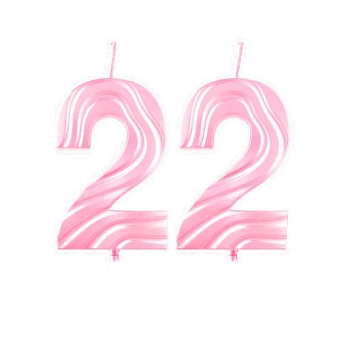 ININGER Pink Number Candles,Number 22 Birthday Candle,Pink 22th Happy Birthday Candle,3D Design Cake Topper Decorations for Girls and Women Birthday Party Wedding Anniversary Celebration Supplies