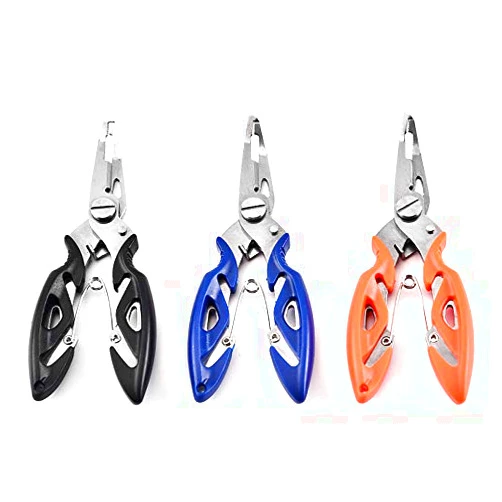 Tzoxal Fishing Pliers Stainless Steel Fish Hook Remover, Saltwater Resistant Fishing Braid Scissors Braided Line Cutter, Split Ring Opener Fishing Tools (5in-3pcs)