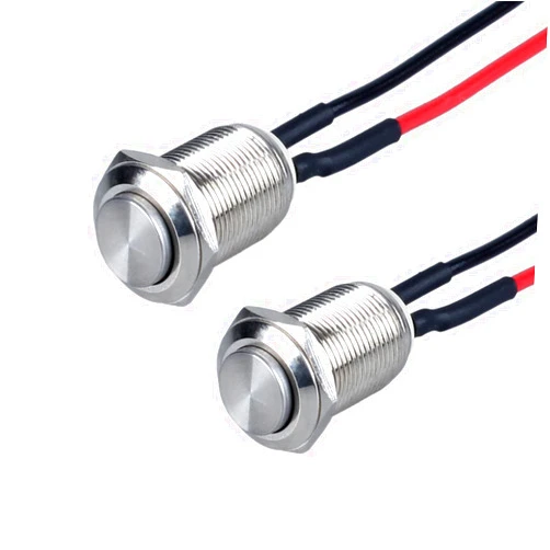 DMWD 2-Pack 12mm Latching Metal Waterproof Push Button Switch Raised Head 1/2