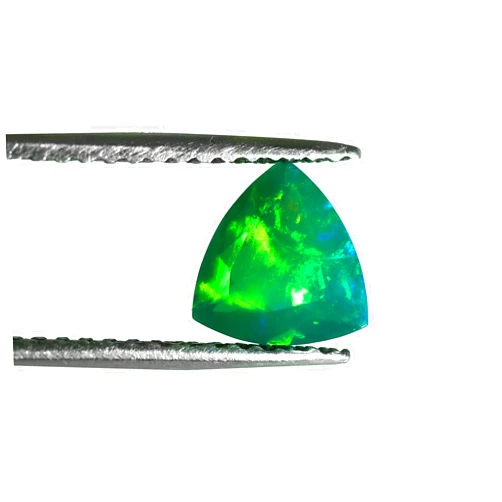 Gemshiner Trillion Shape (8 mm) Green Ethiopian Fire Opal 1.03 (ct) Loose Stone Excellent Cut Gemstones Clarity for Pendant Ring Stud Earring Jewelry Making DIY Reiki Energy Balancing Meditation