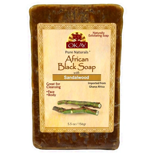 OKAY Pure Naturals AFRICAN BLACK SOAP SANDLEWOOD 5.5oz / 156gr