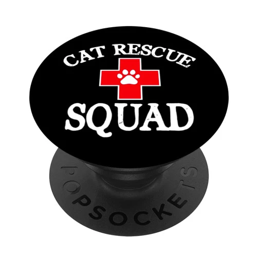 Cat Rescue Squad Funny Lover Pet Paw Heal Animals Cat Rescue Squad Distressed Pet Animals Lover Saving Shelter PopSockets Standard PopGrip