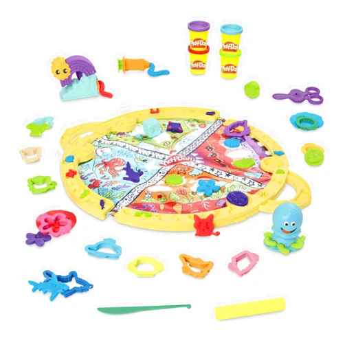 Play-Doh Fold & Go Playmat Starter Set with 19 Accessories, Preschool Toys for 3 Year Old Girls & Boys & Up, Kids Arts & Crafts