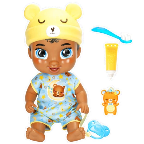 Baby Alive Lil Dreamer Snoozer Bear Sleepy Boy Baby Doll Set, Black Hair, Fun Sleepover Theme, Preschool Toys for Kids 3 Years & Up