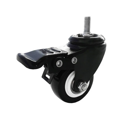 VWINDESK 2 inch M8(0.315'' Φ) 15mm Threaded Locking Caster Wheels, Set of 4, Swivel, Polyurethane PU Swivel Ball Casters with 360 Degree Top Plate 220lb Total Capacity, Brake, Used for Standing Desk