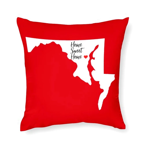 GUANKE Custom Home Sweet Home Pillow Cases Maryland State Polyester Pillow Case 16x16 Inch Retro Couch Decorative Throw Pillow Sham 2-Sided Personalized Color Square for Bed Indoor Patio