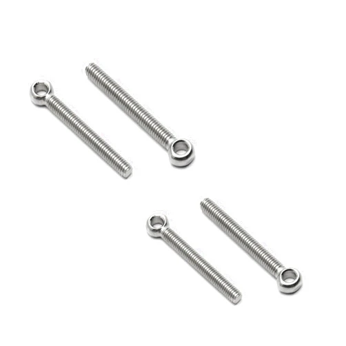 MroMax Swing Lifting Bolt M6 x 50mm Machinery Shoulder Swing Lifting Eye Bolt 304 Stainless Steel Metric Thread for Home Renovation, Pipeline Gate Valves Fasteners, Silver 4pcs