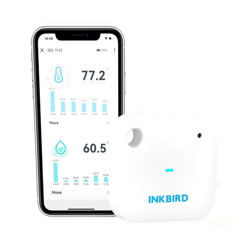 INKBIRD WiFi Thermometer Hygrometer Monitor, Smart Temperature Humidity Sensor IBS-TH3 with App Notification Alert, 1 Year Data Storage Export, Remote Monitor for Greenhouse Wine Cellar Baby Room