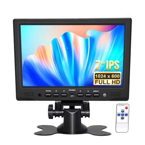 OSCY 7 Inch Small Monitor 1024x600 720P 1080P Mini Monitor, HDMI VGA AV Tiny Monitor for PC/Mac/TV/Raspi/Camera/Gaming/Car, Built in Speak & Earphone Jack