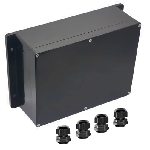 Otdorpatio Junction Box IP65 Waterproof ABS Plastic Electrical Project Case Power Junction Boxes, Project Box with Fixed Ear Black 10.35x7.17x3.74 inch (263 x 182 x95 mm)