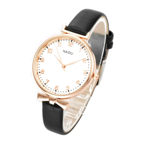Top Plaza Womens Ladies Classic Simple Leather Analog Quartz Wrist Watch Rose Gold Case Arabic Numerals Casual Dress Watches