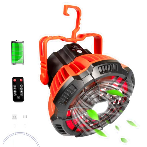 SXWL Portable Camping Fan with LED Lantern, 5200mAh Rechargeable Tent Light Fan with Remote Control, Power Bank Hanging Ceiling Fan, Powerful and Quiet USB Desk Fan for Office, Home, Outdoor Camping