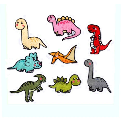 Buer Homie 8 pcs Iron on Patches, Dinosaur Pattern Clothing Repair Appliques