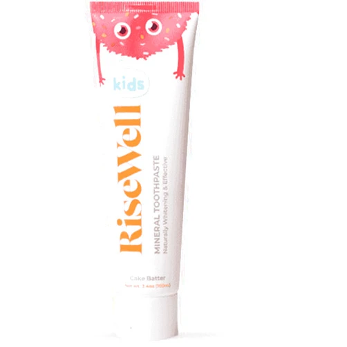 RiseWell Kids Mineral Toothpaste - Hydroxyapatite Kids Toothpaste - Safe to Swallow, No Added Fluoride and All Natural - Cake Batter Flavor, 3.4 Oz