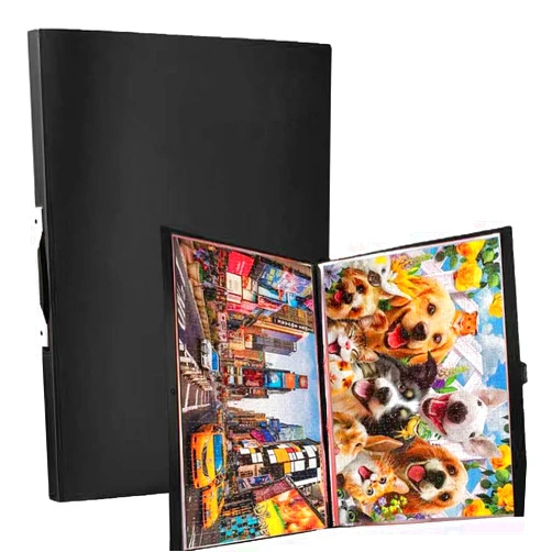 YMNLWZ Puzzle Storage 1000 Pieces Large-Capacity Storage Puzzle, 20 Transparent Pockets, Portable, Dustproof and Stain-Proof, Suitable for Puzzle Lovers to Collect Puzzle Storage Gifts (Black)