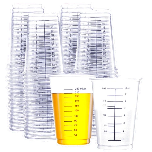 GUSTO [25 Count - 10 oz.] Multipurpose Disposable Plastic Measuring Cups - Baking, Cooking, Epoxy Resin, Mixing & Measuring Cups (Formerly Comfy Package)