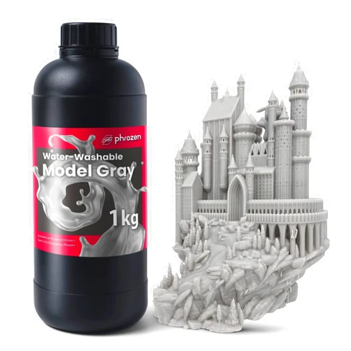 phrozen 3D Printer Water-Washable Rapid Resin, Model Gray 405nm LCD UV-Curing Photopolymer Resin for High Precision Printing, Low Odor, Non-Brittle, Easy to Print, Easy to Clean and Cure (1KG)