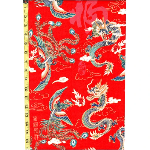 Generic Asian Sewing, Quilting Fabric - Dragons and Phoenix - TP-1844 - Red - by The Half Yard
