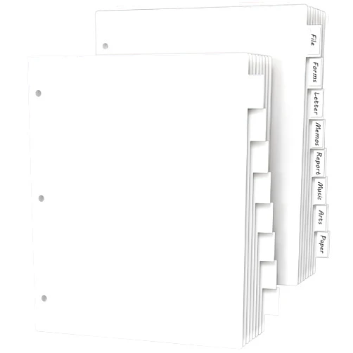 Habgp 3 Ring Binder Dividers with 8 Tabs, 2 Set 8 Dividers Binder, 1/5 Cut Tabs, Letter Size Binder Dividers White, Sheet Protectors 8.5