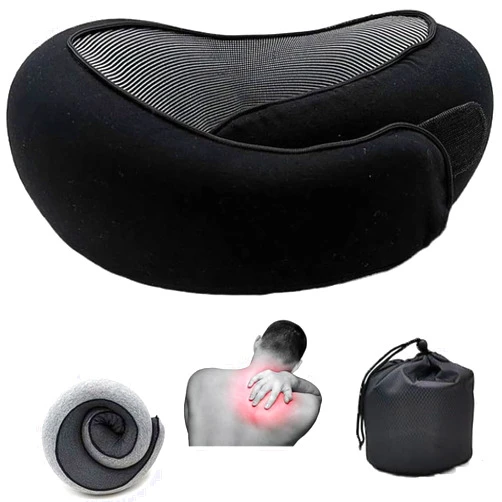 YOECO Travel Pillow Neck Pillow 2024, Memory Foam Neck Pillow Airplane, Portable Travel Pillows for Airplanes Offices and Cars,360° Travel Neck Pillow Soft Neck Pillow for Traveling(Black)