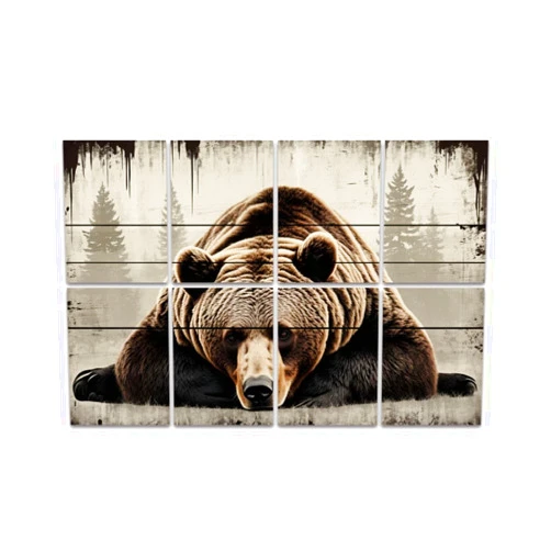 ODGNTEIVG Art Acoustic Panels Brown Grizzly Bear Vintage Forest Wildlife Animal Cabin Rustic Acoustical Soundproof Wall Panel with Self-Adhesive Decorative Sound Absorbing Panel Acoustic Treatment