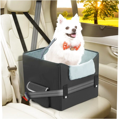 NOVOLAB Dog Car Seat for Small Dogs or Medium Size Dog Portable Car Booster Seat for Dogs with Harness and Thick Cushion, Perfect for Small Pet up to 25lbs (Black)