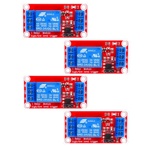 AEDIKO 4pcs DC 24V Relay Module 1 Channel Relay Board with Optocoupler Isolation Support High or Low Level