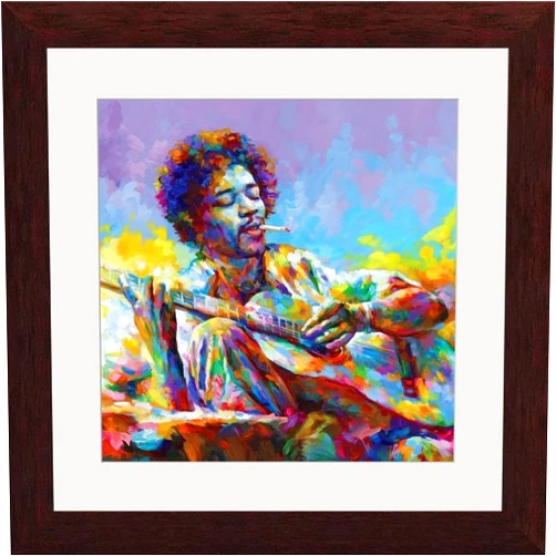 GREATBIGCANVAS Jimi Hendrix Espresso Framed Wall Art Print, Music Artwork