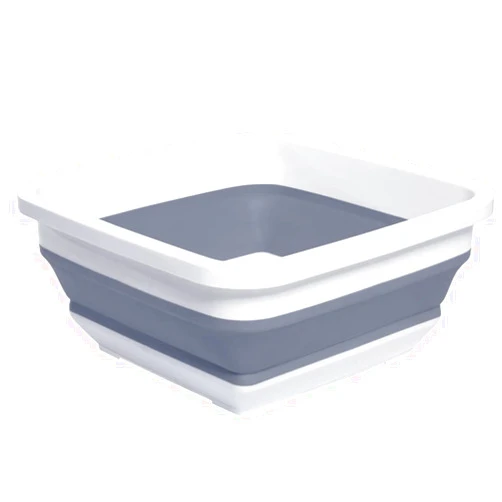 Goderewild 2.4 Gal(9L) Collapsible Dish Pans for Washing Dishes, Space Saving Multiuse Foldable Sink Tub, Kitchen Storage Tray for Outdoor Camping, Vegetable Washing, RV (Gray)