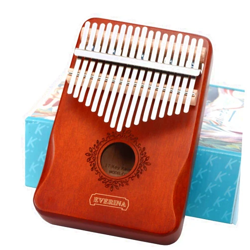 Everina Kalimba Thumb Piano 17 Keys, Portable Mbira Finger Piano, Easy to Learn Musical Instrument Gift for Kids and Adult Beginners, Brown