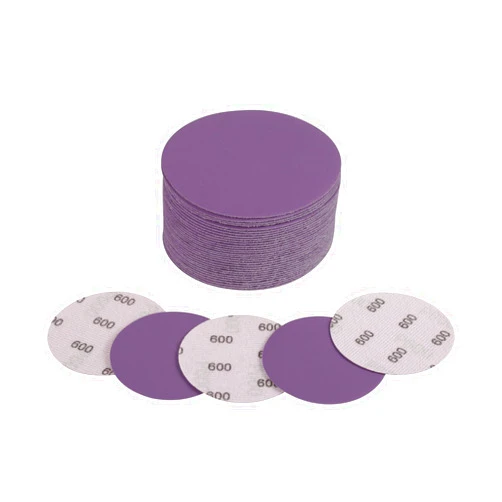 POLIWELL 50Pcs 3 Inch Sanding Discs 600 Grit Hook and Loop Purple Alumina Oxide Abrasive Round Sandpaper Wet Dry 3” Sanding Disc for Wood, Metal, Craft, Auto Sanding, Polishing, Finishing