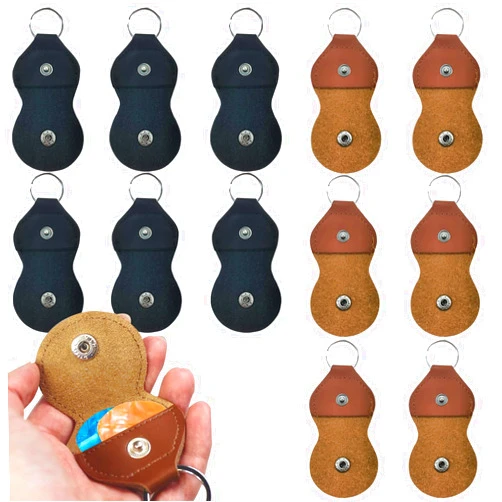 Jaczora 12 PACK Leather Guitar Pick Holder Keychain,Guitar Pick Holder Case Bag,Guitar Key Cases Bag Gift for Guitar Players