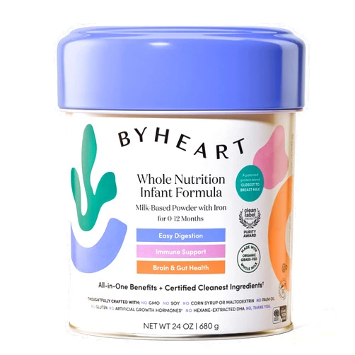 ByHeart Whole Nutrition Infant Formula Powder for Infants 0-12 Months, Made With Organic Grass-Fed Whole Milk, Clean Label Project Certified, Closest-to-Breast Milk Baby Formula Patented Protein Blend (24 Ounce (Pack of 1))