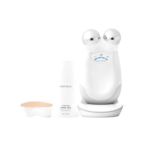 NuFACE Trinity FDA Cleared Microcurrent Facial Device & Wrinkle Reducer Attachment - Microcurrent Device with LED Red Light Attachment - Face Sculpting & Neck Tightening Device + Aqua Microcurrent Gel