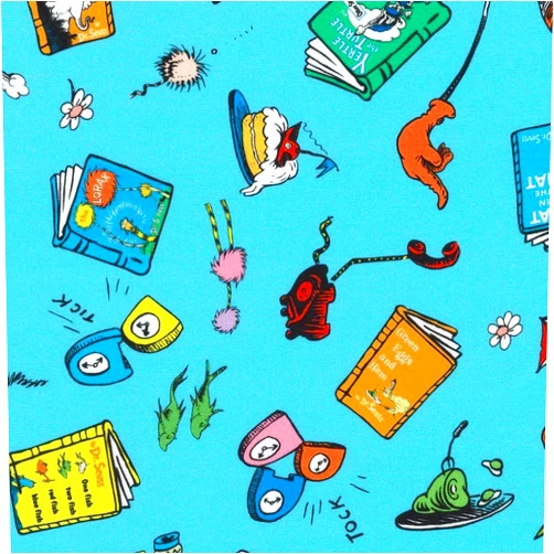Generic Robert Kaufman Celebrate Seuss! ADED 22856 203 Turquoise Toss 100% Cotton Fabric