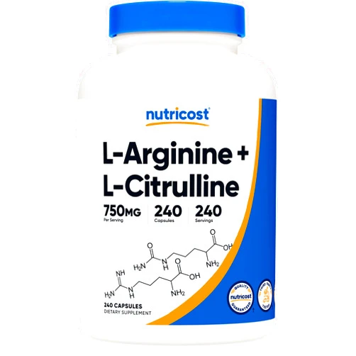 Nutricost L-Arginine L-Citrulline Complex 750mg, 240 Capsules - Non-GMO