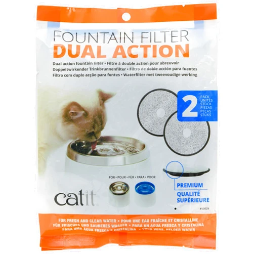 Catit Fresh & Clear Dual Action Cat Water Fountain Replacement Filters, 2-Pack