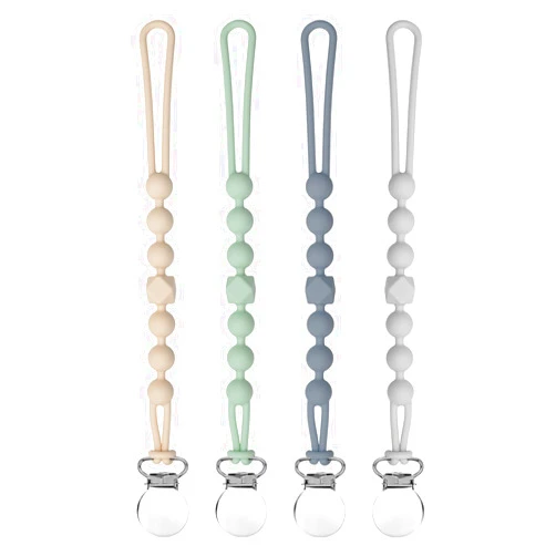 MORIBOX Pacifier Clips for Boys - MORIBOX Silicone Paci Clip Teething Relief with One Piece Baby Binky Holder for Shower Birthday Gift 4 Pack