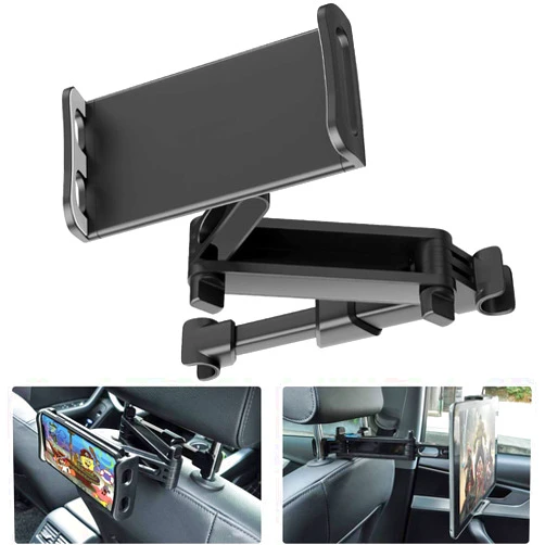 Timewall Car Headrest Tablet Mount, Backseat Seat Universal Tablet Cell Phone Holder 360° Swivel Rotating Angle Adjustable Stretchable for iPad iPhone, Samsung, Switch, 5-11
