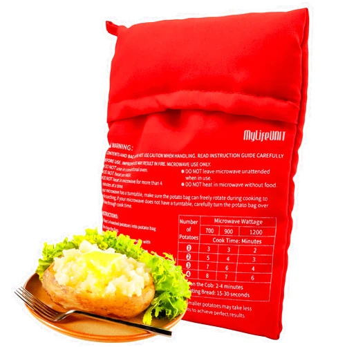 MyLifeUNIT Microwave Potato Bag, Baked Potato Microwave Baking Bag, Red