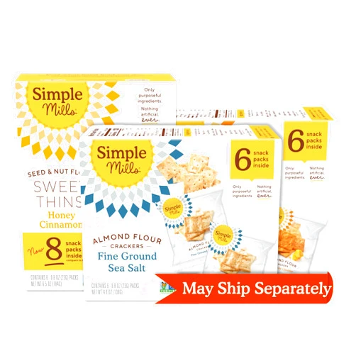 Simple Mills Almond Flour Crackers Fine Ground Sea Salt, Almond Flour Crackers Farmhouse Cheddar, and Honey Cinnamon Seed & Nut Flour Sweet Thins Snack Packs, Good for Healthy Snacks (Pack of 3)