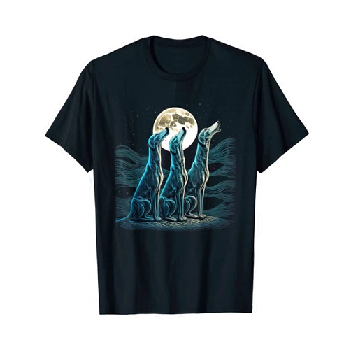 Freestyle Aesthetic Greyhound Dog Howling At Moon T-Shirt