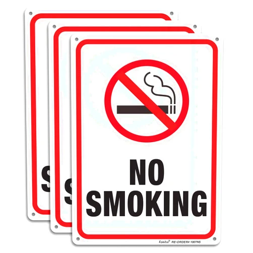 Faittoo No Smoking Sign,3 Pack No Smoking Metal Reflective Signs - 10 x 7 Inches .040 Rust Free Heavy Duty Aluminum sign - UV Printed With Professional Graphics - Easy To Mount - Indoor & Outdoor use