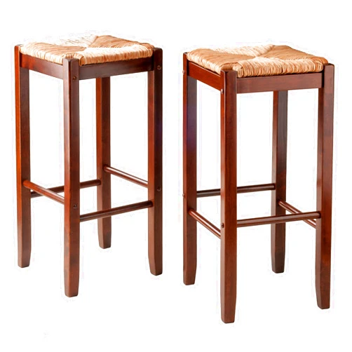 Winsome Bar Stools Rush Seat Kaden Set, Walnut, 29