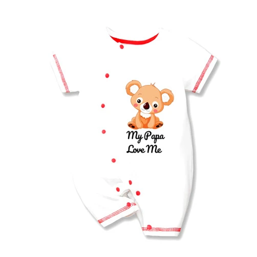 HTERDR Baby Boy Clothes Cotton Short Sleeve Newborn Outfits Funny My Papa Love Me Koala Unisex Baby Girl Baby Bodysuit 0-24 Months