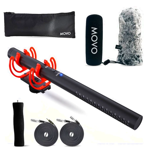 Movo X3-II 11-inch XLR Shotgun Mic for Camera - Supercardioid Condenser Shotgun Mic for DSLR, Content Creation, Video, and Filmmaking - Directional Boom Mic with Rycote Shockmount, Grip
