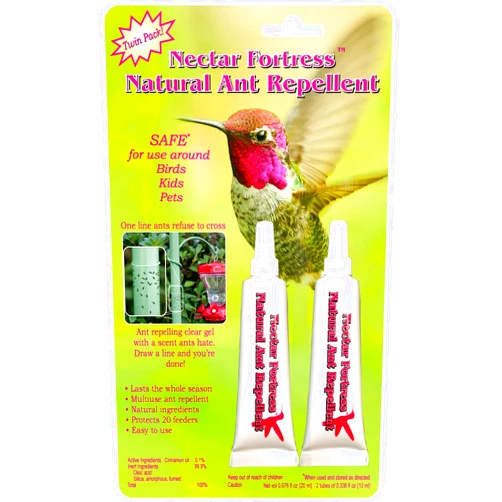 Sapphire Labs Nectar Fortress™ Natural Ant Repellent; Multi-Purpose Clear Gel Ant Guard for Hummingbird Feeders (Twin)