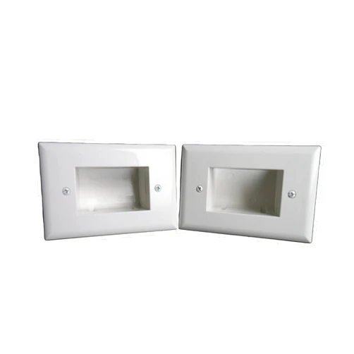 DATA COMM DataComm Electronics 50-3338-WH-KIT Easy-Mount Cable Organizer Kit with 2 Low Voltage Cable Pass Through Wall Plate - White